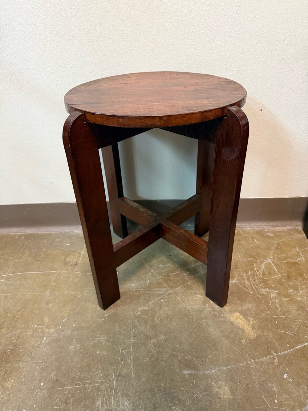 Round Wooden Side Stool in Dark Brown